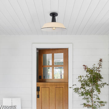 Camila 14" Classic Industrial Indoor/Outdoor Iron LED Semi Flush Mount